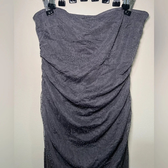 Anthropologie L Gray Sheer Mesh Strapless Dress size small - Picture 4 of 8